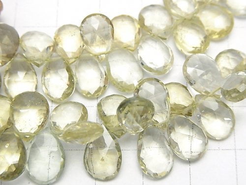 [Video] [One of a kind] High Quality Green Beryl AAA- Pear shape Faceted Briolette 1strand beads (aprx.6inch / 16cm) NO.1