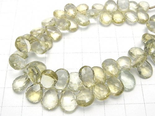 [Video] [One of a kind] High Quality Green Beryl AAA- Pear shape Faceted Briolette 1strand beads (aprx.6inch / 16cm) NO.1