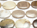 [Video]Petrified Wood Flat Oval half or 1strand beads (aprx.13inch/32cm)