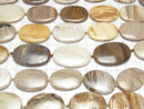 [Video]Petrified Wood Flat Oval half or 1strand beads (aprx.13inch/32cm)