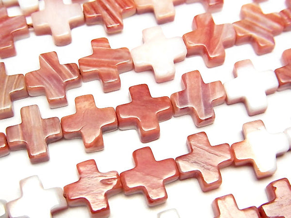 [Video] Spiny Oyster Shell Cross 8x8mm 1/4 or 1strand beads (aprx.15inch/38cm)