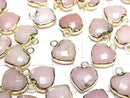[Video] Pink Opal Heart cut charm, gold color, 3pcs