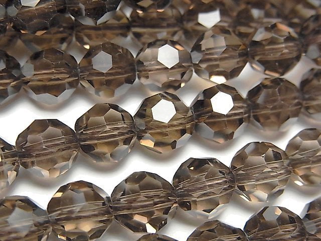 Faceted Round, Smoky Quartz Gemstone Beads