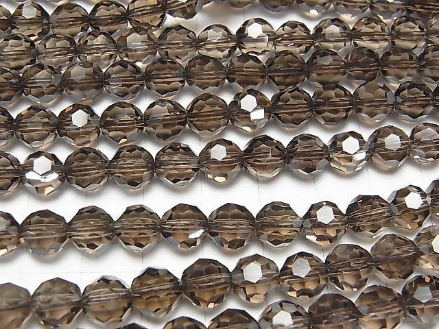 [Video] Smoky Quartz AAA+ "Buckyball" Faceted Round 8mm 1/4 or 1strand beads (aprx.15inch/38cm)