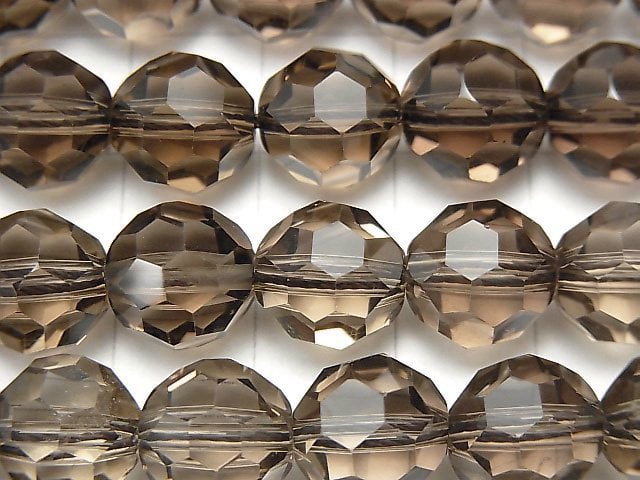 [Video]Smoky Quartz AAA+ "Bucky Ball" Faceted Round 10mm 1/4 or 1strand beads (aprx.15inch/38cm)