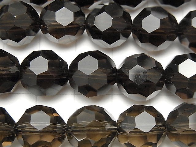 [Video]Smoky Quartz AAA+ "Bucky Ball" Faceted Round 12mm 1/4 or 1strand beads (aprx.15inch/36cm)