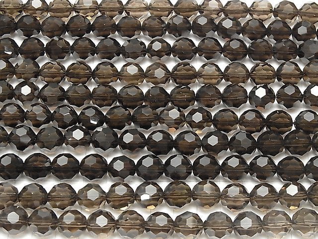 [Video]Smoky Quartz AAA+ "Bucky Ball" Faceted Round 12mm 1/4 or 1strand beads (aprx.15inch/36cm)