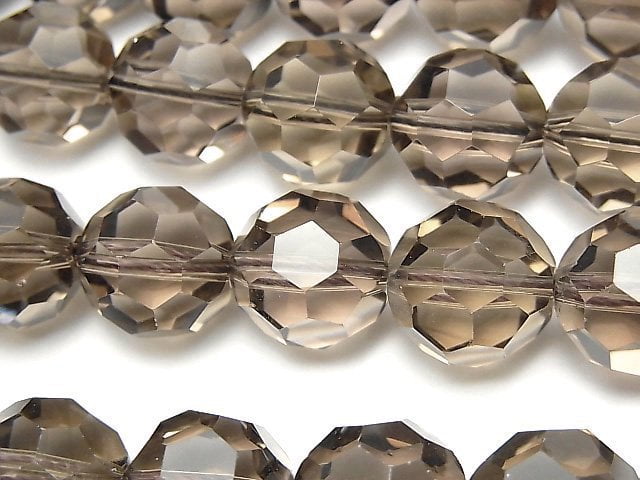 Faceted Round, Smoky Quartz Gemstone Beads