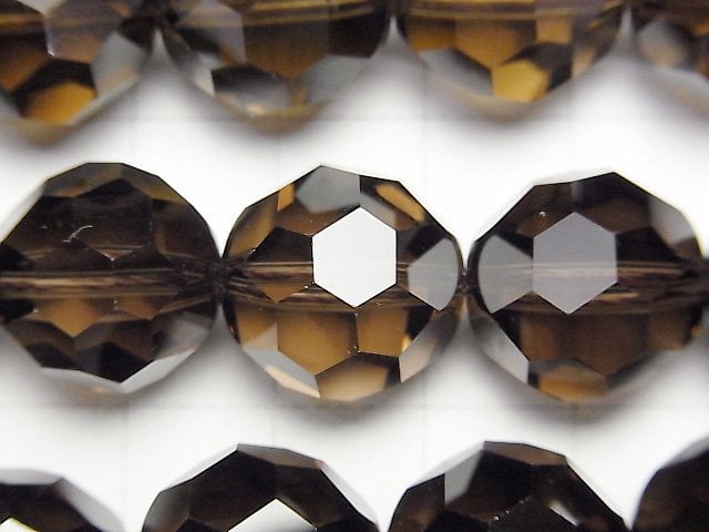 [Video] Smoky Quartz AAA+ "Buckyball" Faceted Round 16mm 1/4 or 1strand beads (aprx.15inch/38cm)