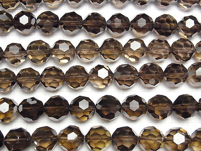 [Video] Smoky Quartz AAA+ "Buckyball" Faceted Round 16mm 1/4 or 1strand beads (aprx.15inch/38cm)