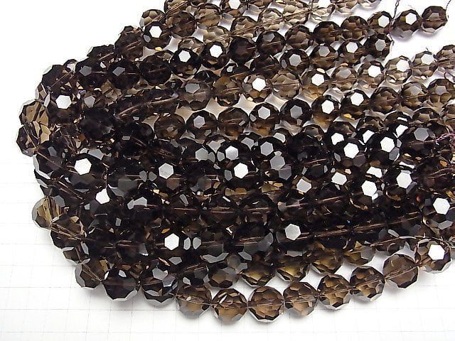 [Video] Smoky Quartz AAA+ "Buckyball" Faceted Round 16mm 1/4 or 1strand beads (aprx.15inch/38cm)