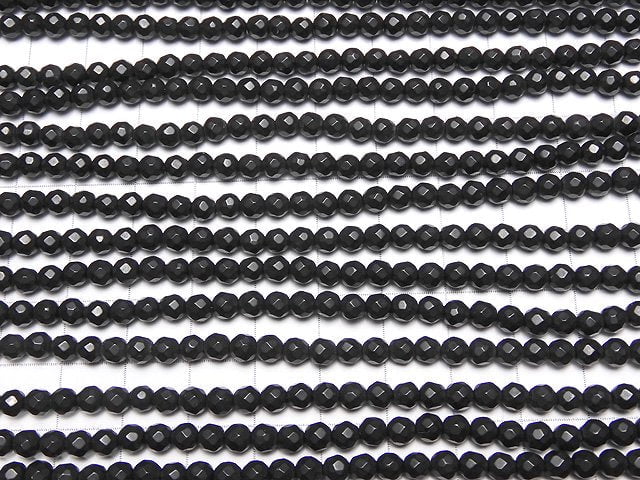 1strand $6.79! Frost Onyx 32 Faceted Round 4 mm 1strand beads (aprx.15 inch / 38 cm)