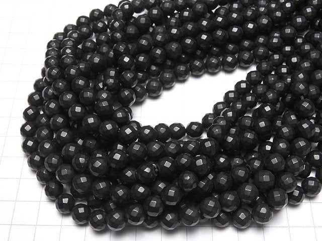 1strand $8.79! Frost Onyx 64 Faceted Round 8 mm 1strand beads (aprx.15 inch / 37 cm)