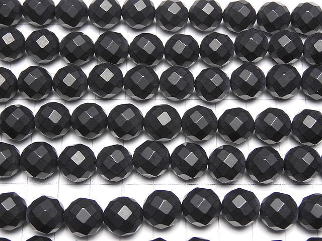 Frost Onyx 64 Faceted Round 12 mm half or 1 strand beads (aprx.15 inch / 37 cm)