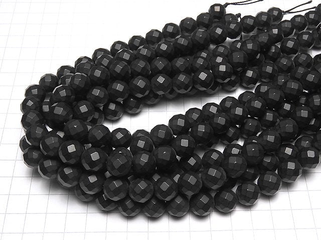 Frost Onyx 64 Faceted Round 12 mm half or 1 strand beads (aprx.15 inch / 37 cm)