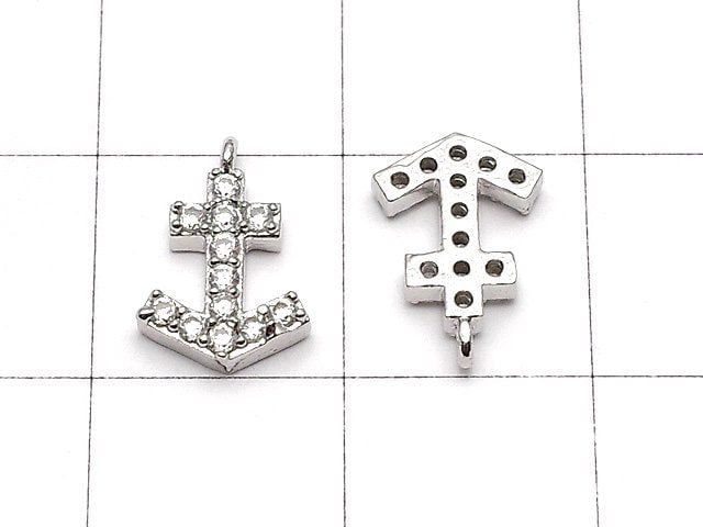Metal Parts Charm 10.5 x 7 mm Ikari Silver Color (with CZ) 1 pc $1.79