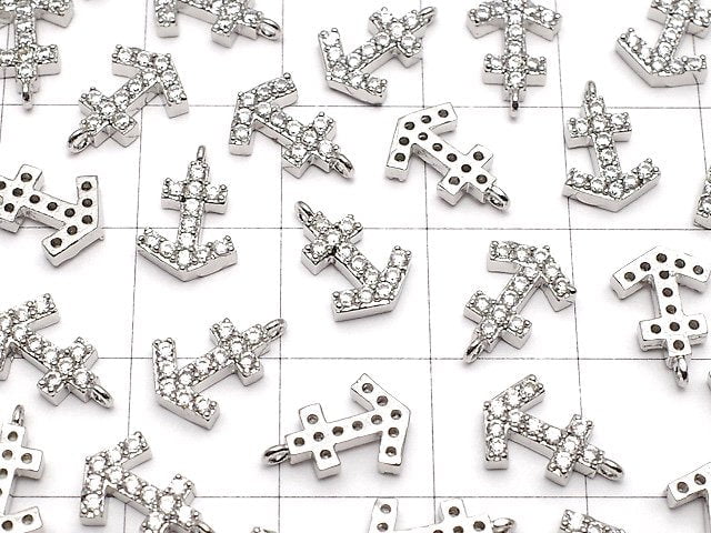 Metal Parts Charm 10.5 x 7 mm Ikari Silver Color (with CZ) 1 pc $1.79