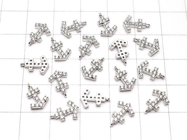 Metal Parts Charm 10.5 x 7 mm Ikari Silver Color (with CZ) 1 pc $1.79