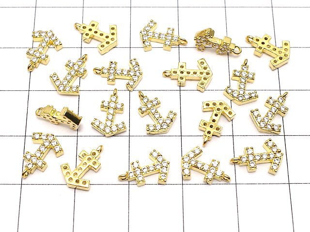 Metal Parts charm 11 x 7.5 Ikari gold color (with CZ) 1 pc $1.79