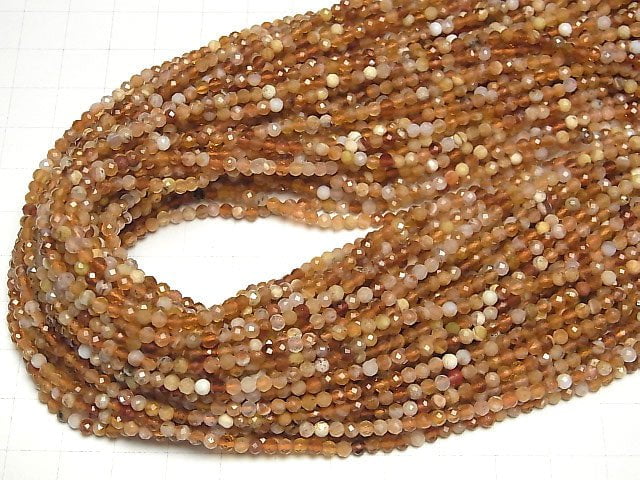 [Video] High Quality! Brandy Opal Faceted Round 3mm 1strand beads (aprx.15inch / 37cm)