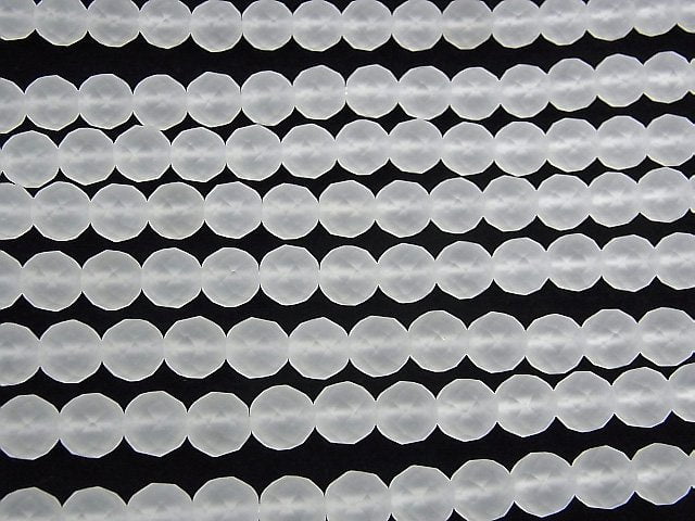 [Video] Frosted Crystal Quartz AAA 64Faceted Round 8mm half or 1strand beads (aprx.15inch / 37cm)