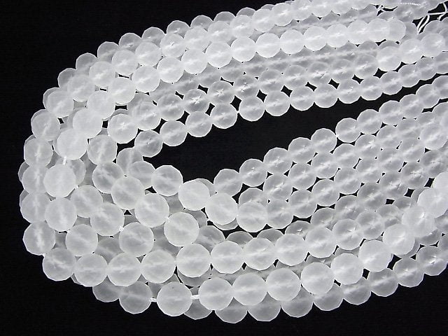 [Video] Frosted Crystal Quartz AAA 64Faceted Round 10mm half or 1strand beads (aprx.15inch / 38cm)