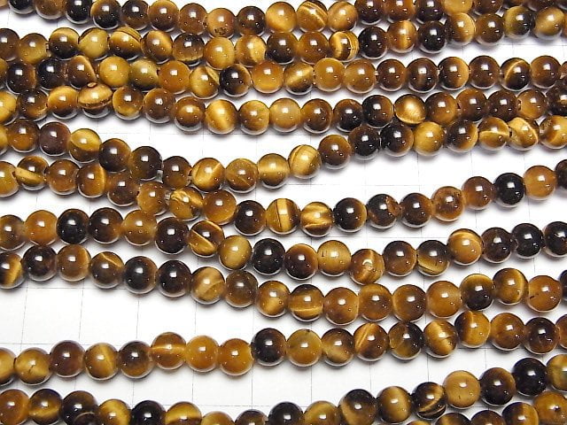 [Video] Yellow Tiger's Eye AA++ Round 6mm [2mm hole] 1strand beads (aprx.14inch/35cm)