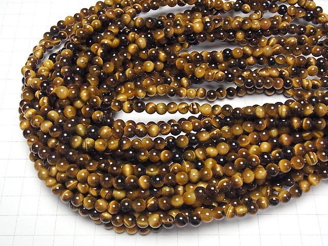 [Video] Yellow Tiger's Eye AA++ Round 6mm [2mm hole] 1strand beads (aprx.14inch/35cm)