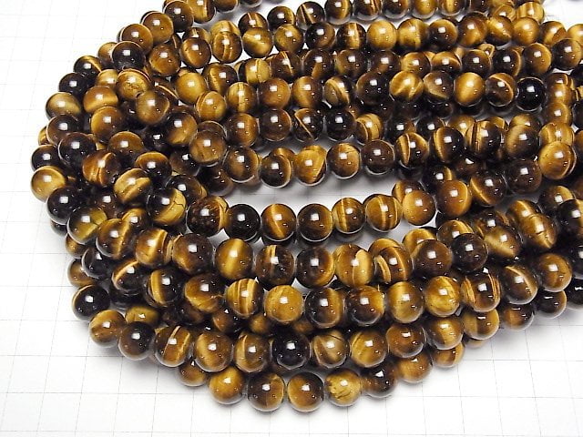 [Video] Yellow Tiger's Eye AA++ Round 10mm [2mm hole] half or 1strand beads (aprx.14inch/35cm)