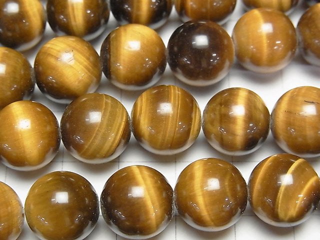 Yellow Tiger's Eye AA++ Round 12mm [2mm hole] half or 1strand beads (aprx.15inch/36cm)