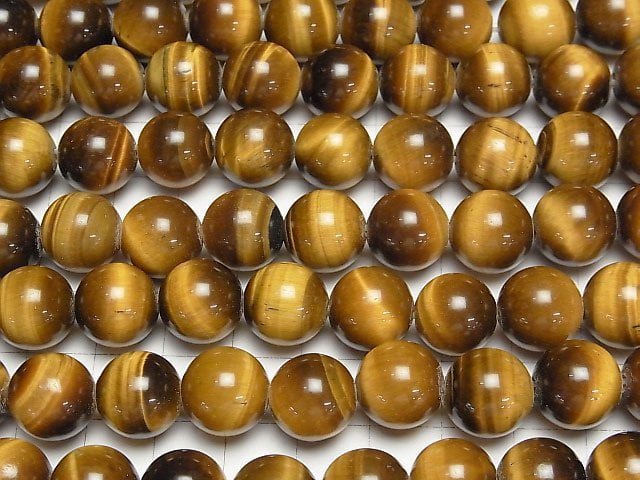 Yellow Tiger's Eye AA++ Round 12mm [2mm hole] half or 1strand beads (aprx.15inch/36cm)