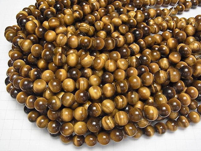 Yellow Tiger's Eye AA++ Round 12mm [2mm hole] half or 1strand beads (aprx.15inch/36cm)