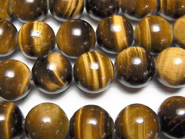 [Video] Yellow Tiger's Eye AA++ Round 14mm [2mm hole] half or 1strand beads (aprx.15inch / 36cm)