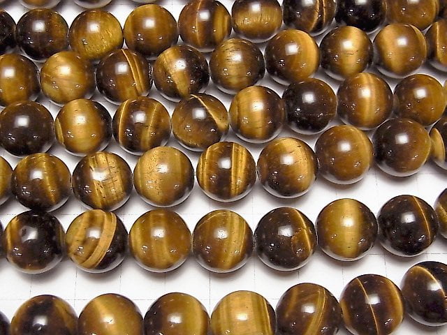 [Video] Yellow Tiger's Eye AA++ Round 14mm [2mm hole] half or 1strand beads (aprx.15inch / 36cm)