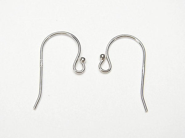 Silver925 Earwire [S][M][L] with round beads Rhodium Plated 2pairs (4 pieces)