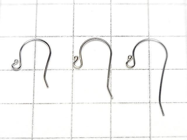 Silver 925 Earwire [S][M][L] with round beads, Rhodium Plated, 1 pair