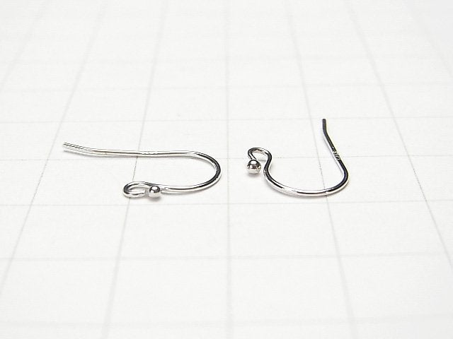 Silver925 Earwire [S][M][L] with round beads Rhodium Plated 2pairs (4 pieces)