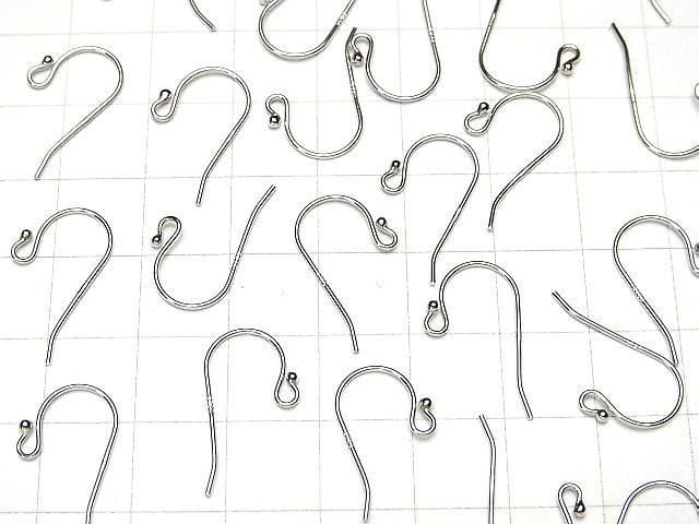 Silver 925 Earwire [S][M][L] with round beads, Rhodium Plated, 1 pair