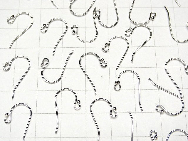 Silver925 Earwire [S][M][L] with round beads Rhodium Plated 2pairs (4 pieces)