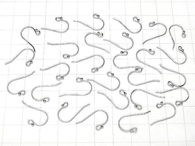 Silver925 Earwire [S][M][L] with round beads Rhodium Plated 2pairs (4 pieces)