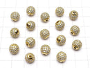 Metal Parts Round beads 6 mm, 8 mm, 10 mm gold color (with CZ) 1 pc