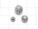 Metal Parts Line Carved Round Beads 6mm, 8mm, 10mm Silver Color (with CZ) 1pc