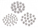 Metal Parts Line Carved Round Beads 6mm, 8mm, 10mm Silver Color (with CZ) 1pc