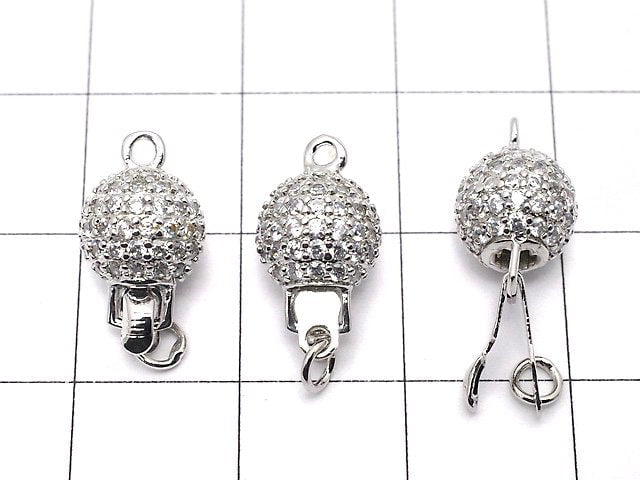 Metal Parts Clasp Round 8mm, 10mm Silver Color (with CZ) 1pc $3.99