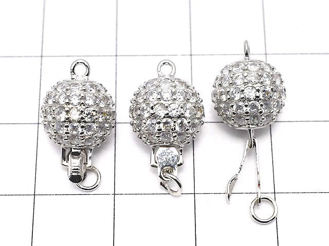 Metal Parts Clasp Round 8mm, 10mm Silver Color (with CZ) 1pc $3.99