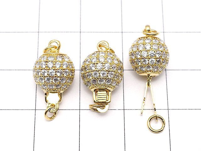 Metal Parts clasp Round 8 mm, 10 mm gold color (with CZ) 1 pc $3.99