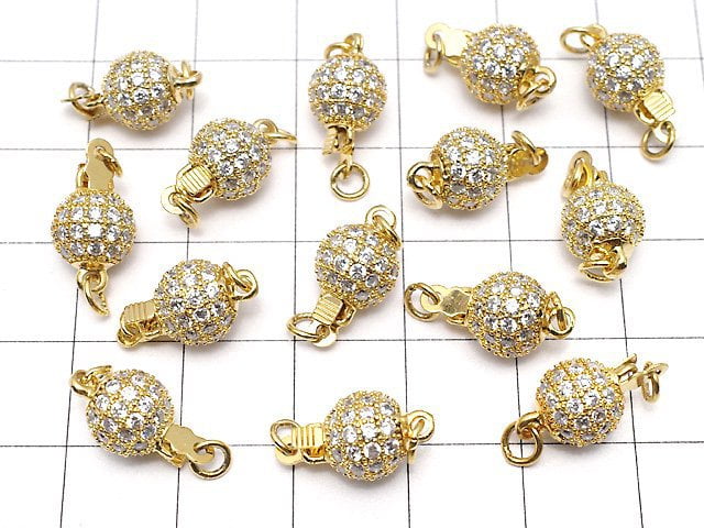 Metal Parts clasp Round 8 mm, 10 mm gold color (with CZ) 1 pc $3.99