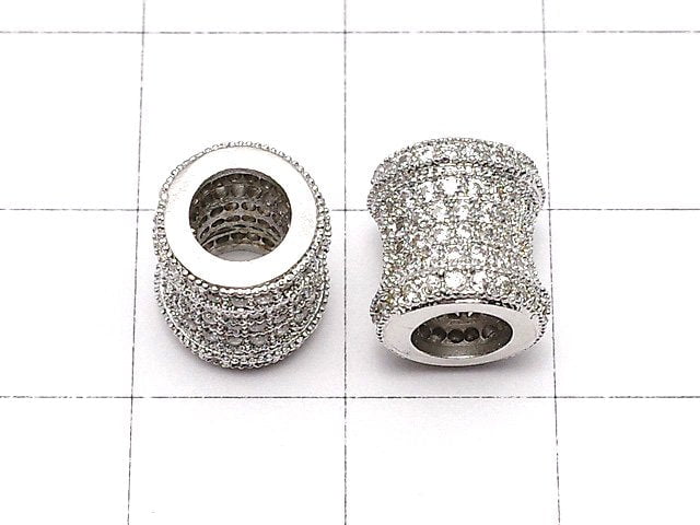 Metal Parts Tube 9 x 8.5 x 8.5 Silver Color (with CZ) 1 pc $4.59!