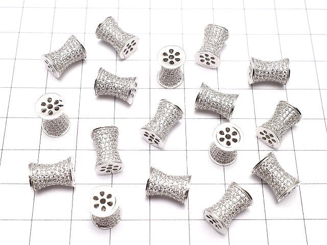 Metal parts Tube 11x8x8mm silver color (with CZ) 1pc