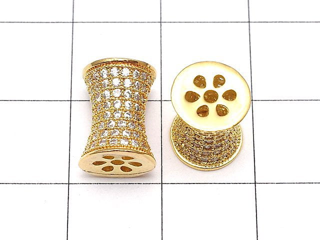 Metal parts Tube 11x8x8mm Gold color (with CZ) 1pc